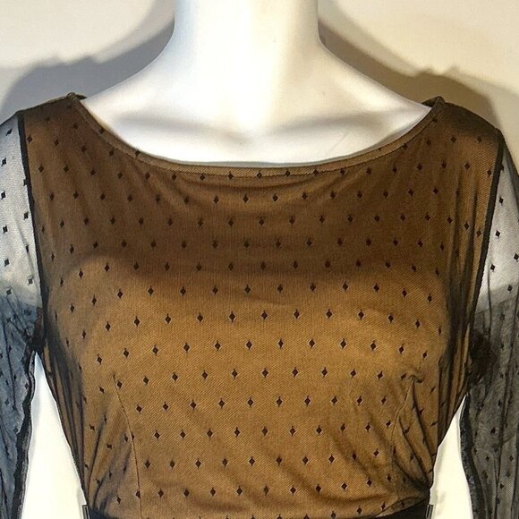 Miusol NWT SZ XL Black Polka Dot Mesh Formal Maxi Prom Mother of the Bride Black - Picture 7 of 15